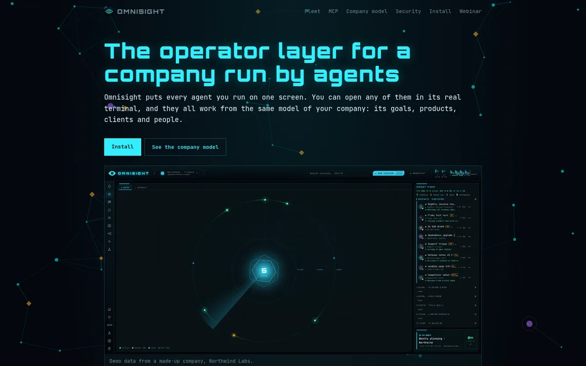 Omnisight website: the operator layer for a company run by agents