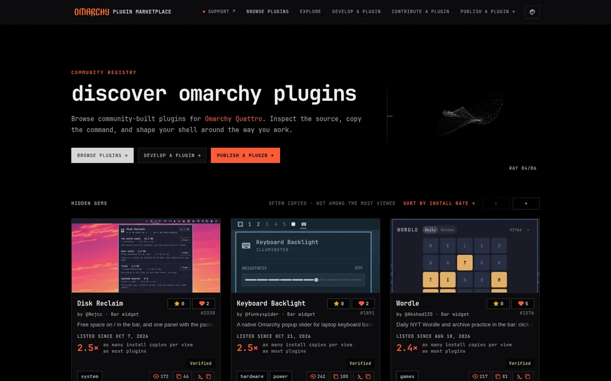 plugins.omarchy.org: discover omarchy plugins